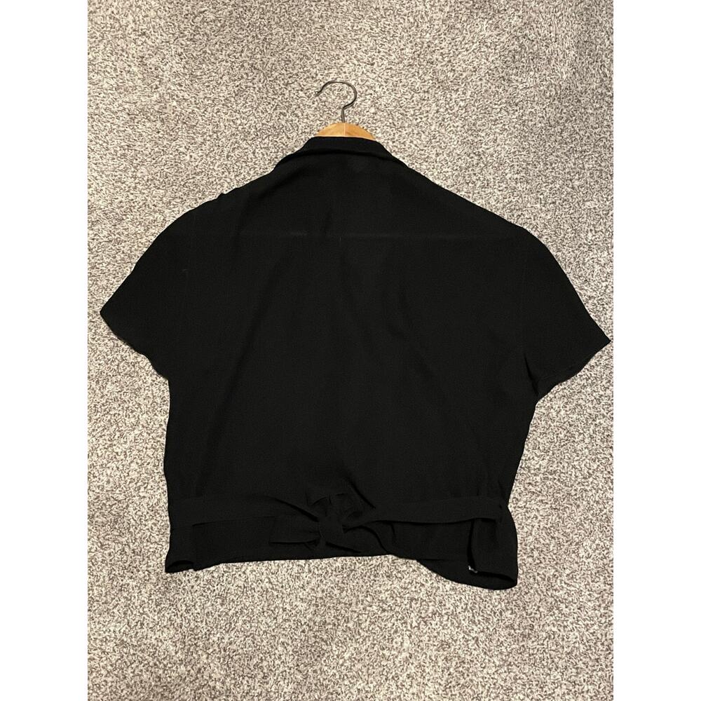Vintage Bagutta Women Crop Wrap Top Size 10 Black Chiffon Sheer Grunge Witch 90s - Picture 4 of 7